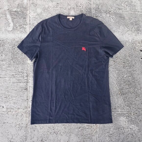 Burberry Men Tee Blue Cotton Crew Neck Short Sleeve T Shirt Size XL Authentic - Picture 8 of 12